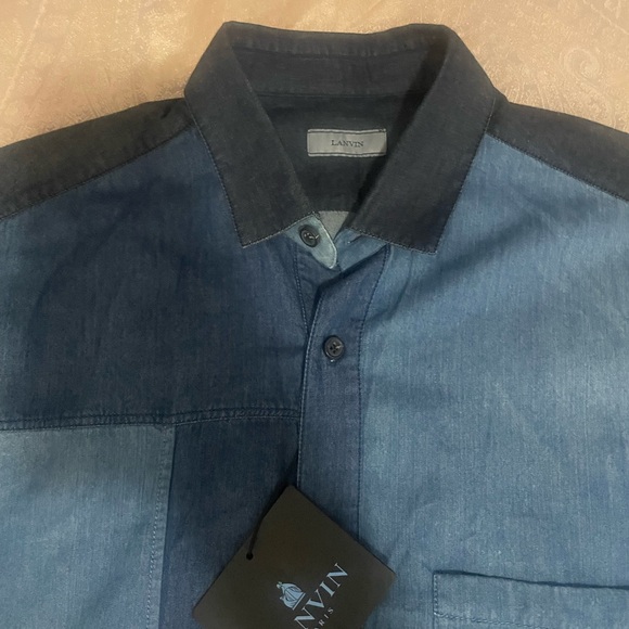 Lanvin Men Patch Denim Shirt Sz 15.5/M - Picture 3 of 7